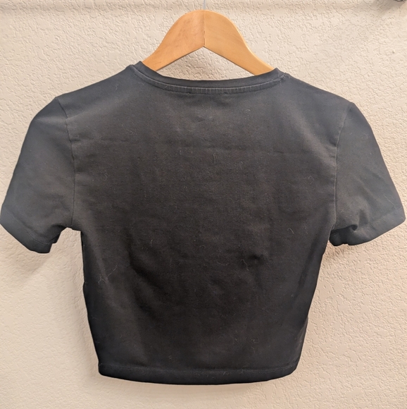Zara Black Short Sleeve Cropped Shirt - Picture 2 of 3